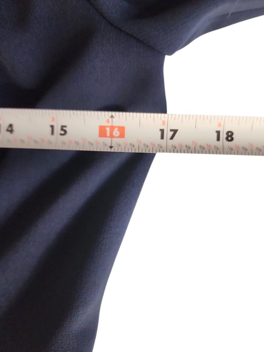 Quiet Luxury Anne Klein Navy Fit Flare Square Neck Dress 3/4 Sleeve Size 2 - Picture 14 of 16